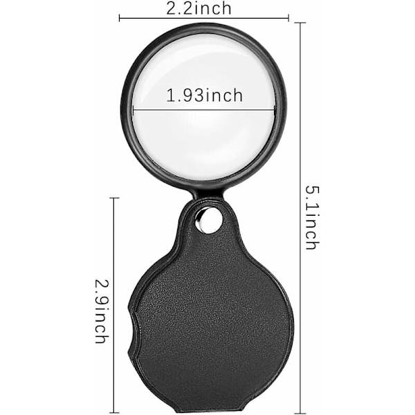 5-pakke Mini Folding Pocket Magnifier med roterende beskyttende etui