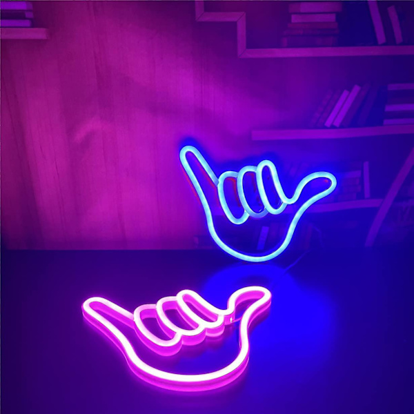Neon håndformet hængelampe, LED dekorationslys, USB eller batteridrevet, til hjem, soveværelse, bar, restaurant, jul, julegave, vægdekoration, L