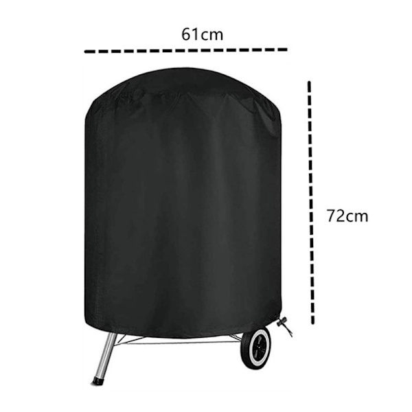 Kettla Grillöverdrag (Φ61*72cm, Svart) Vattentätt Runt Grillöverdrag