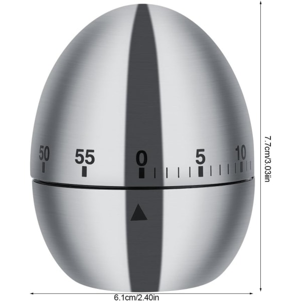 Rustfritt Stål Eggformet Rotasjonsalarmtimer med 60 Minutter for Kjøkkenutstyr