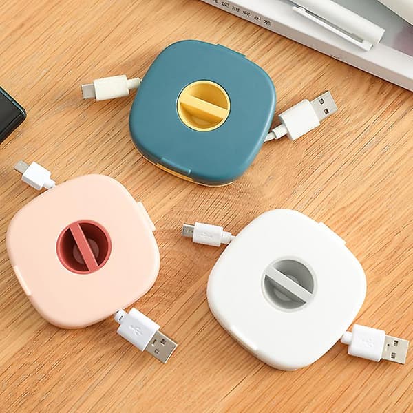 Rosa Violett 2 st Multifunktionell Mini Bärbar Mobiltelefon Data Kabel Förvaringslåda