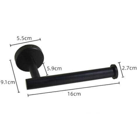 Sort vægmonteret toiletpapirholder, rustfrit stål toiletpapirholder, rustfrit stål toiletrulleholder