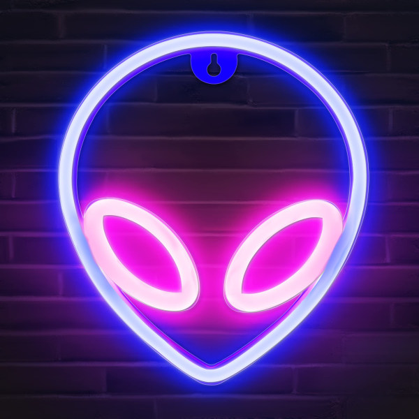 Alien neon, rosa og blå romvesen dekorasjoner