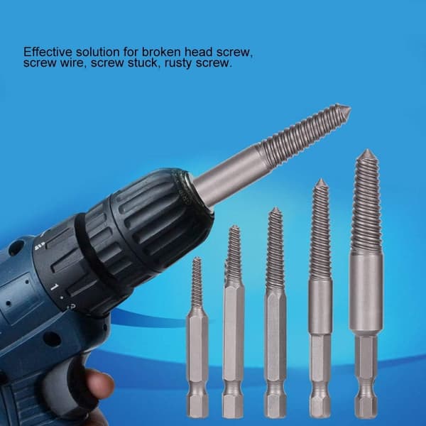 5 stk. Broken Screw Extractor Hex Shank Ødelagte Bolter Mutter