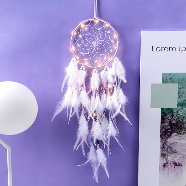 LED Drømmekatcher, Håndlavet Fjer Drømmekatcher Lysende Drøm