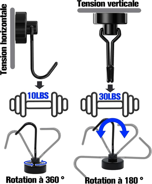 6-pack Magnetiska Kylskåpskrokar, 20 MM 15 kg Stark Neodym