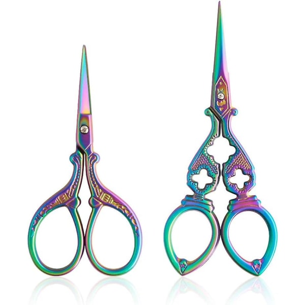 2 Pieces Embroidery Scissors, Vintage Stainless Steel Pointed Tip Scissors, Sharp Sewing Scissors, for Embroidery, DIY and Knitting