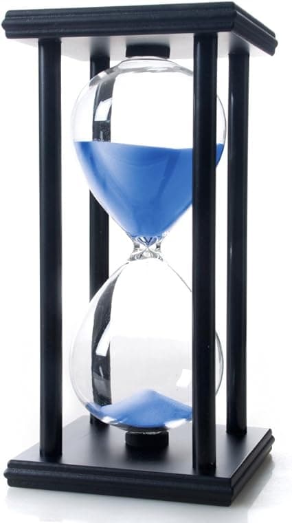 Tidsglas 60 minutter, træ-tidsglas, blå