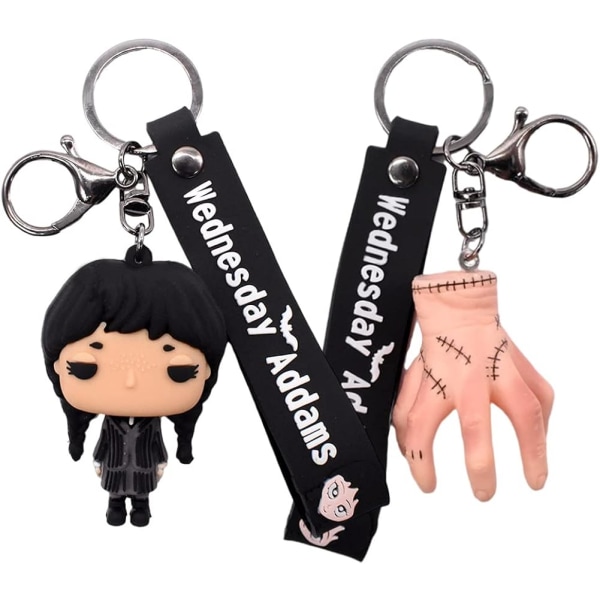 2 Addams Nøgleringe Tegneserie Addams Figurer Nøglering Tegneserie