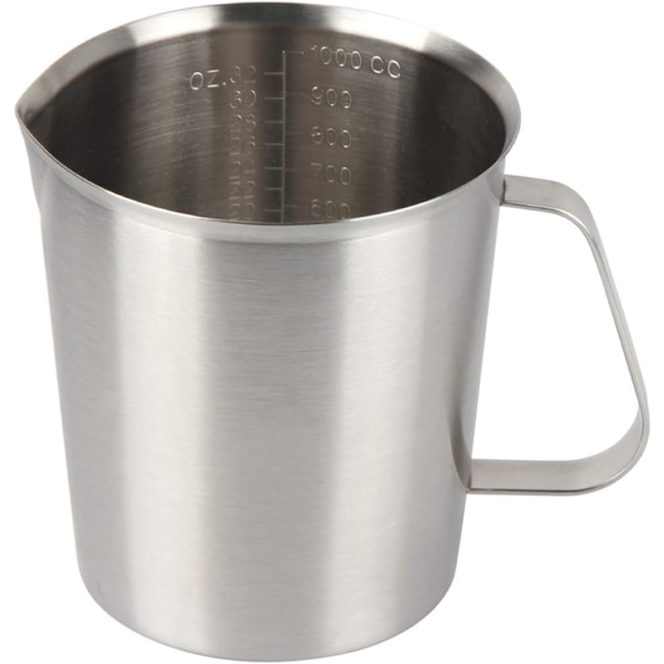 (Silver-Stainless-1000ml)Pitcher Measuring Cup 304 Stainless Stee