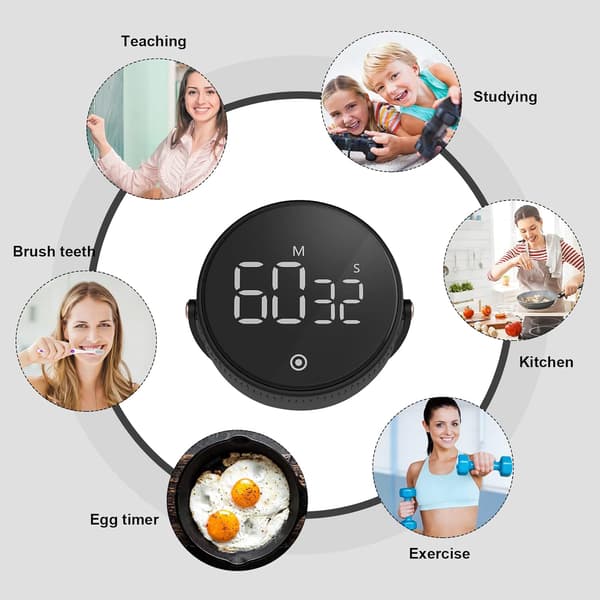 1 stk Køkken Timer, Digital Magnetisk Timer med LCD Display og