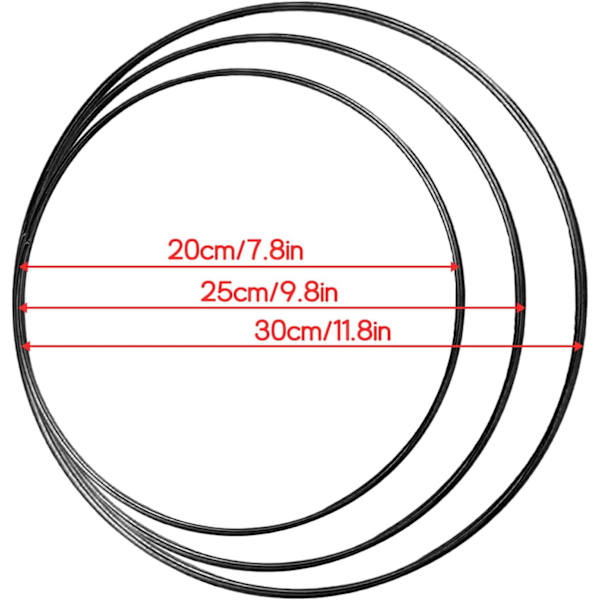 Set med 6 metallringar 20cm 25cm och 30cm för hantverk, bröllop