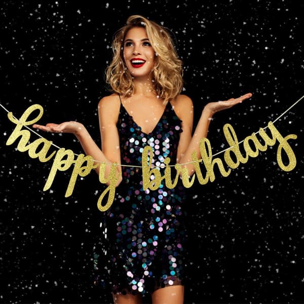 Gratulerer med dagen gullglitterbanner for 1-årsdagsfest