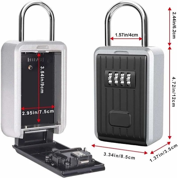 Veggmontert sikkerhetsnøkkelboks med 4-sifret kombinasjon, Oversized