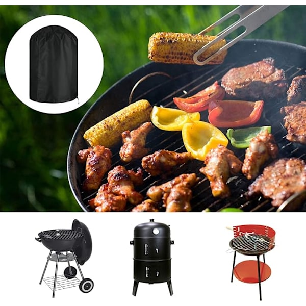 Kettla Grillöverdrag (Φ61*72cm, Svart) Vattentätt Runt Grillöverdrag