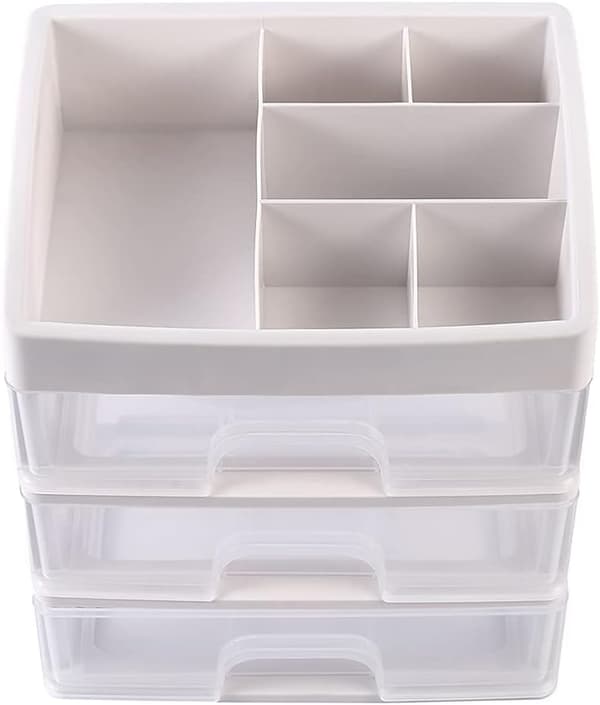 Makeup-arrangör med 3 lådor, kosmetiska displayfodral, makeup-förvaringslåda