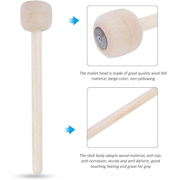 Par Durable Basstrummslagare med Trä och Ullfilt