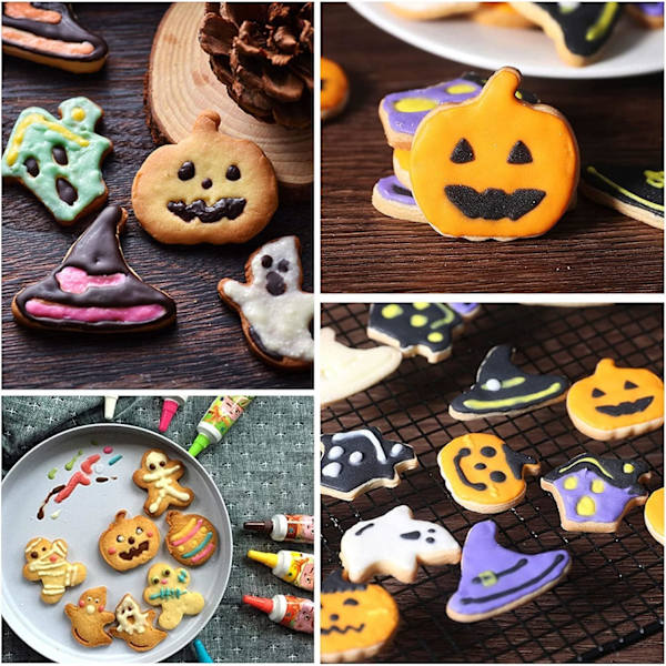 4 stk. Kakeformer, Halloween 3D Kakeformer, Plastdyrformer, Skumle Gresskarformer for DIY Baking, Bakst