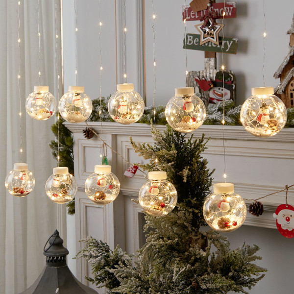10 LED String Lights Balls Ljusdekoration för julgran