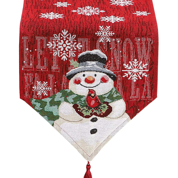 Julduk för juldekoration, 72 tum långa bordslöpare, bordslöpare för bröllop, snögubbe, för julborddekorationer (33 x 182 cm) (A)