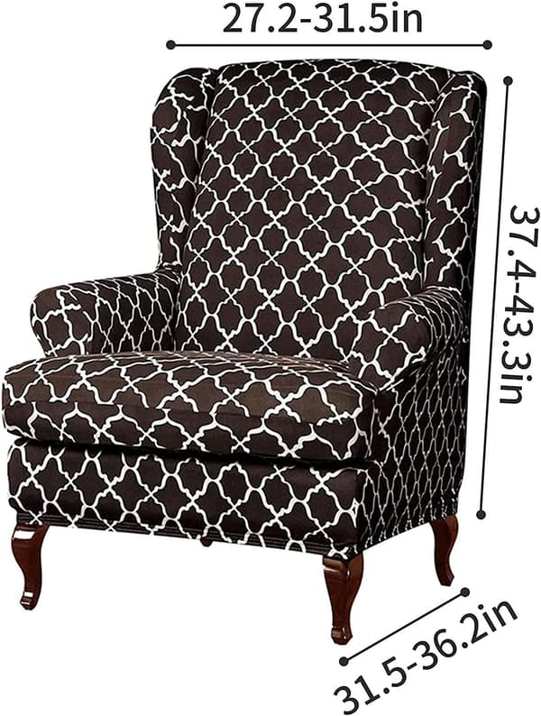 1 Sæt Wingback Stolebetræk Bløde Betræk til Wing Back Jacquard Møbelbeskytter, Mørk Kaffe
