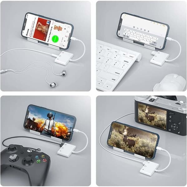 USB-lydadapter til lyd, 3-i-1 USB-kameralæseradapter med