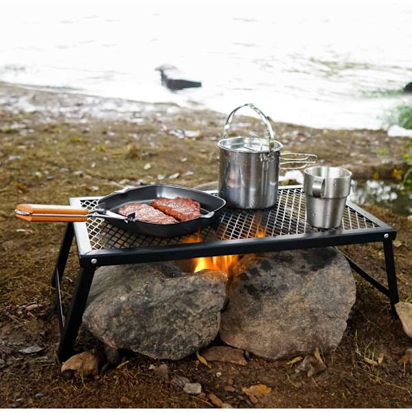 Udendørs Bærbar Picnic Campingbord, BBQ Bord Jernnetbord