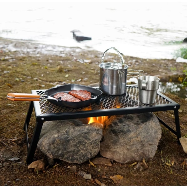 Utendørs bærbar piknik campingbord, BBQ bord jernnettbord