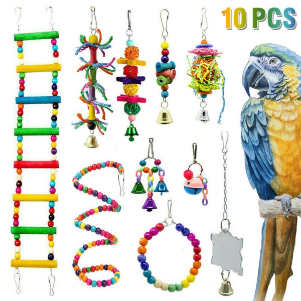 Pack of 10 Chew Toys for Birds, Parrot Toys, Cage Toy for