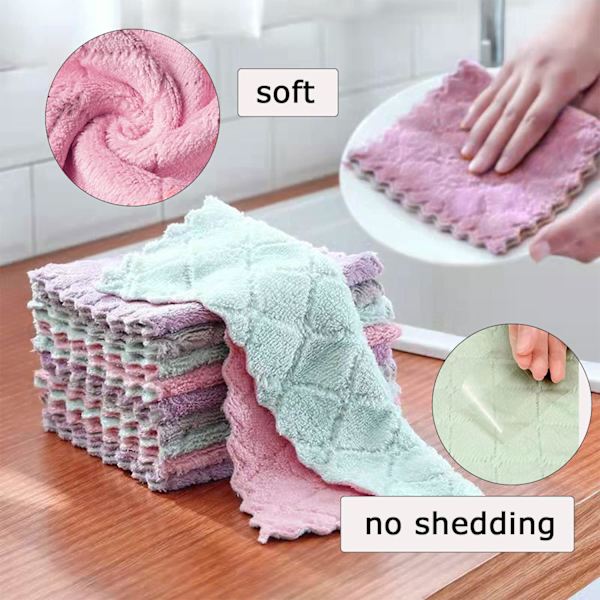 10 styk (Tilfældig farve) absorberende mikrofiber køkkenrengøring