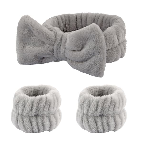 Fluffigt pannband med rosett i korallfleece, elastiskt pannband