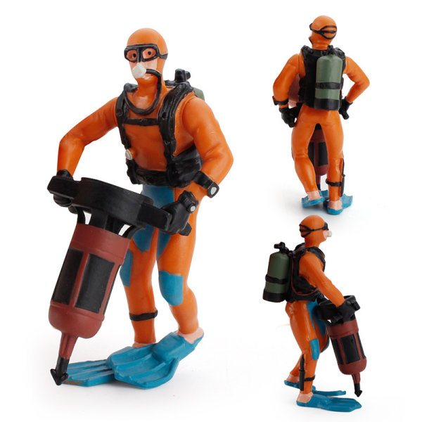 4-piece diver doll, scale model figure set, mini swimmer doll,