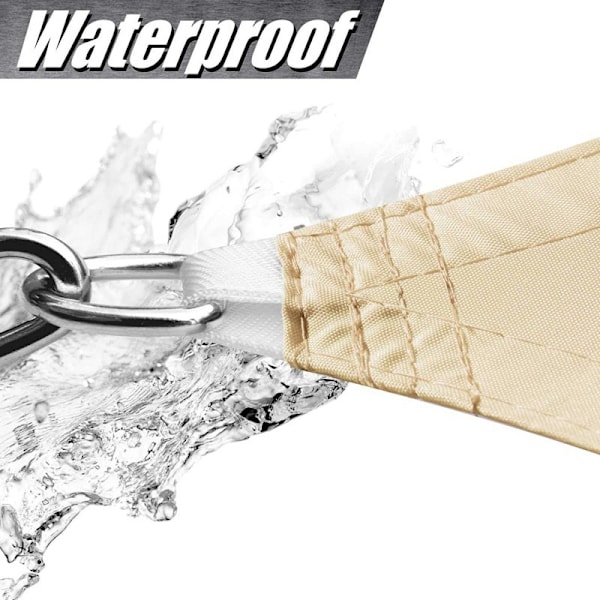 Solseil 3x3x3 meter Beige sand Trekantet i PES Markise for hage terrasse Anti-UV Resistent solduk