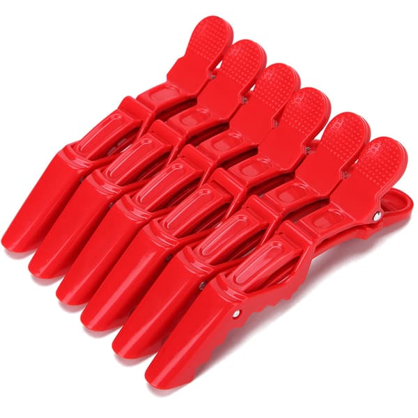 6 st Alligator Clips (Röda) Hårclips Professionell Styling Hår