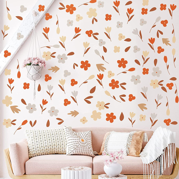 Sett med 6 små blomsterklistremerker planter blomster stue sofa