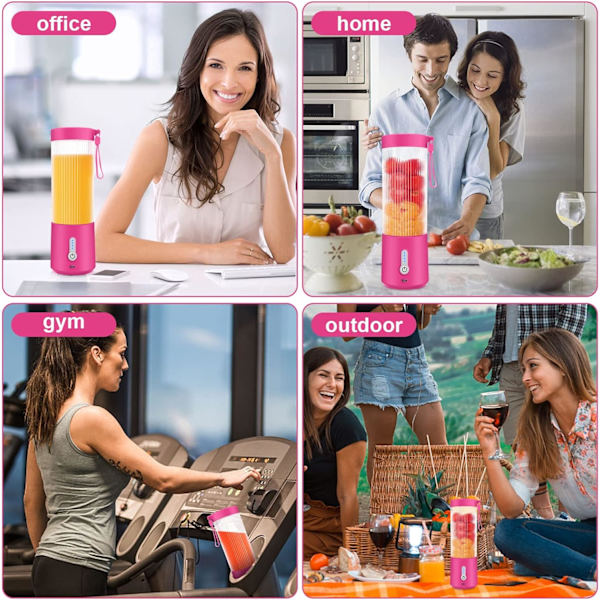 Bärbar Blender, 15.2Oz USB Laddningsbar Blender för Shakes och Smoothies med 6 Blads Juicerkopp, BPA-Fri Plast