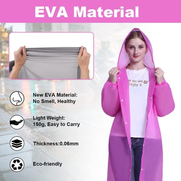 Regnponcho, 2-pack, Återanvändbart Poncho i EVA-material