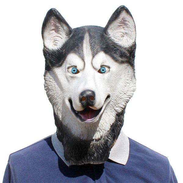 Halloween Mask, Husky Dog Latex Animal Head Mask Nyhetskostyme
