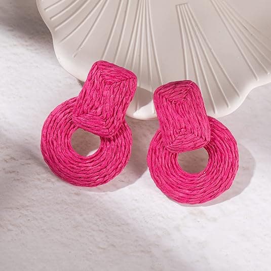 Statement Raffia Øreringe Søde Boho Øreringe Rattan Dangle Øreringe