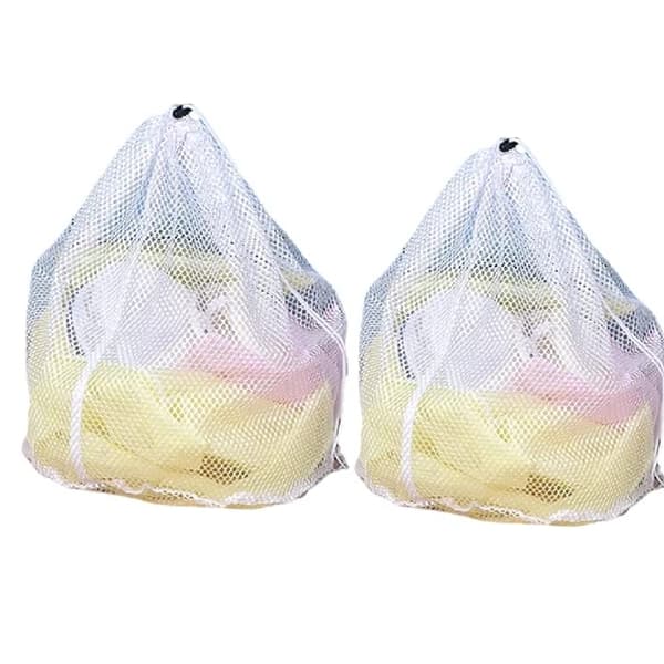 2 Pak Små Kommercielle Netvaskesække med Snøre til