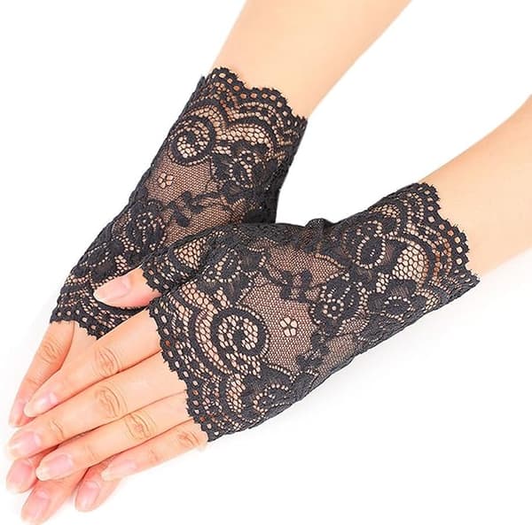 1 Par Damskinnhandskar Fingerlösa Handskar Blommor Bröllop