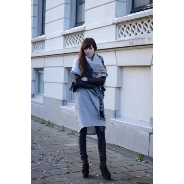 Stor Oversized Sjal til Kvinder, Sjal Kappe Tyk Sjal Patchwork