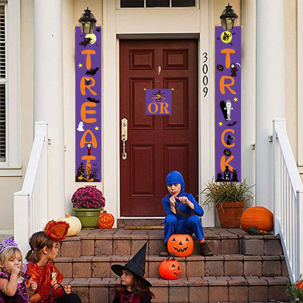 3 delar Trick OR Treat Banner Halloween Veranda skylt utomhus