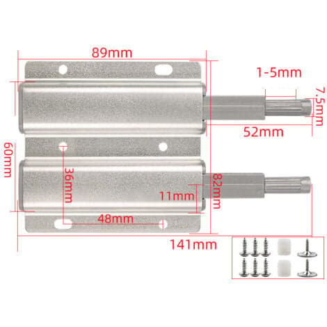 Silver skåpsdörr tryck för att öppna magnetisk magnetdörr 4 stycken M