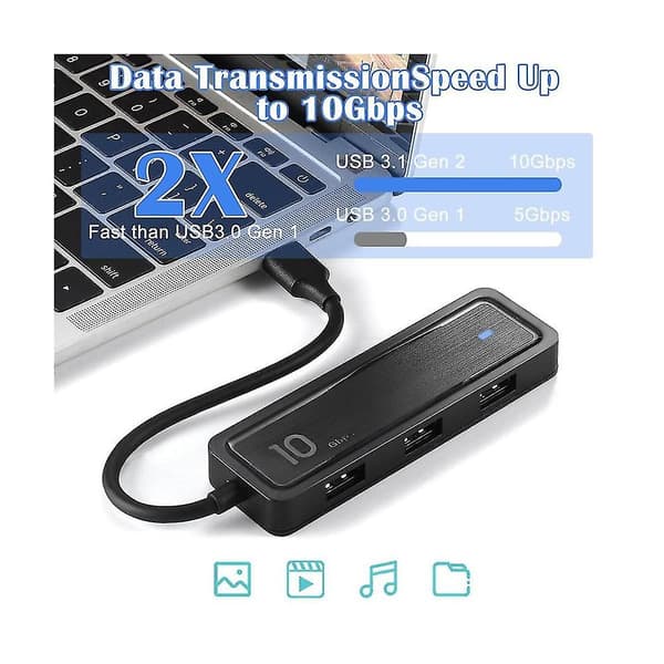 10gbps Type C til USB 3.2 Adapter Bærbar Rask Overføring 6 I 1 Gjenbrukbar Hub Presentasjon Forelesning