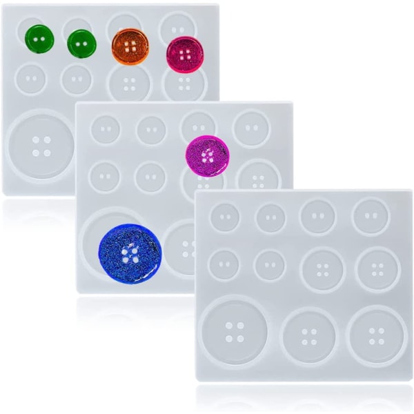 3-piece button mold DIY silicone resin drip mold with 5 sizes