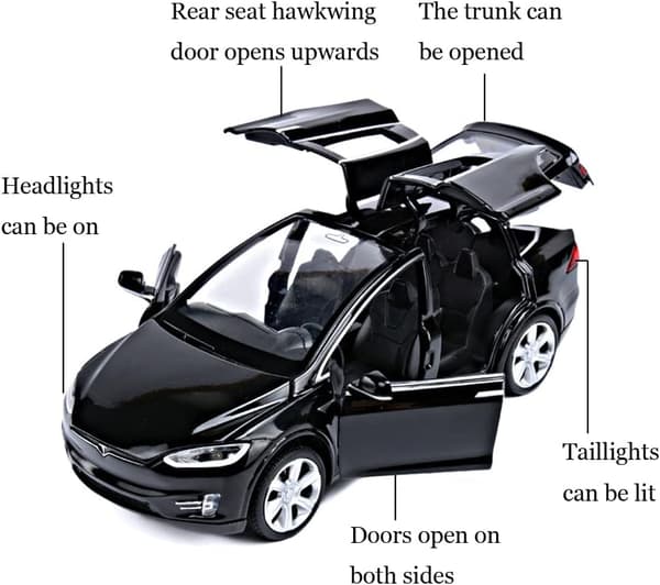 1/32 Model x Metal Die Casting Legetøjsbil til drenge i alderen 3-12 år Træk-tilbage-legetøjsbil med lyd og lys (Sort)
