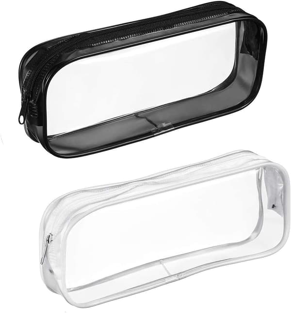 Stor Transparent Blyantsæske 2 Styk (Sort og