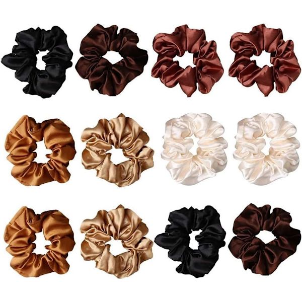 12 stk Hår Elastikker, Satin Hår Elastikker Scrunchies