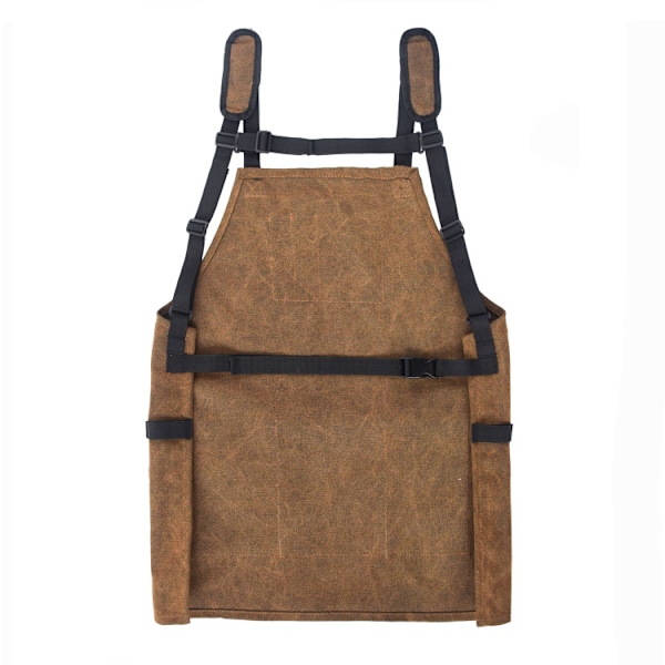 Udvidet størrelse: 65×66cm (Khaki) Multi-lomme Lærreds Mudderforklæde BBQ Forklæde Rengørings- og Smudsafvisende Forklæde